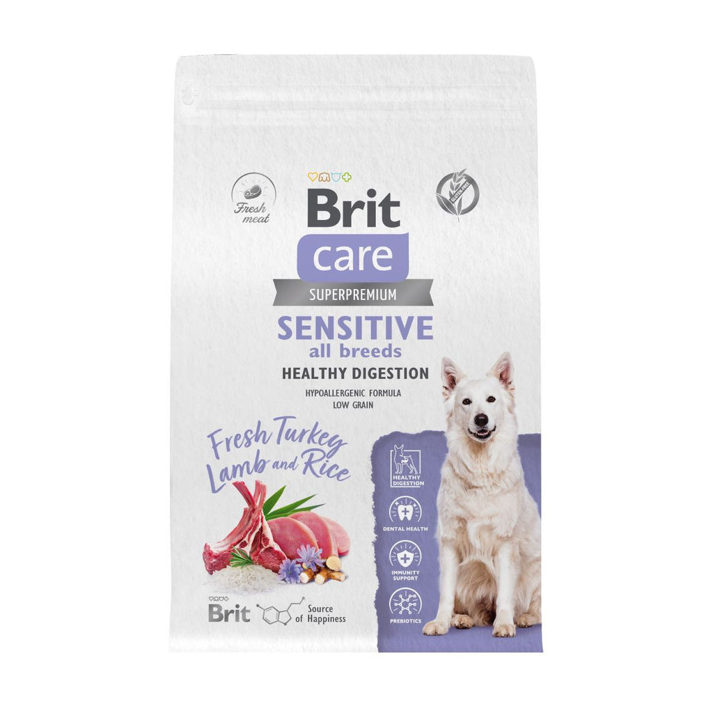 Сухой корм Care Dog Adult Sensitive Healthy Digestion с индейкой и ягненком для взрослых собак всех пород 5066469