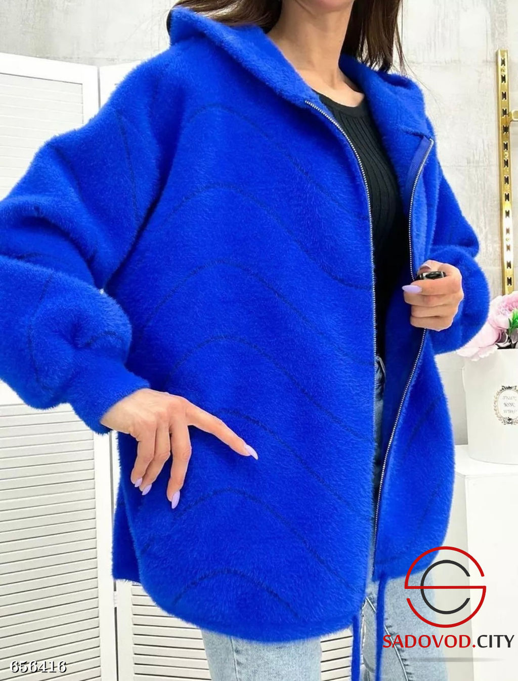 Женский пушистый кардиган с капюшоном - Bruno фото 9