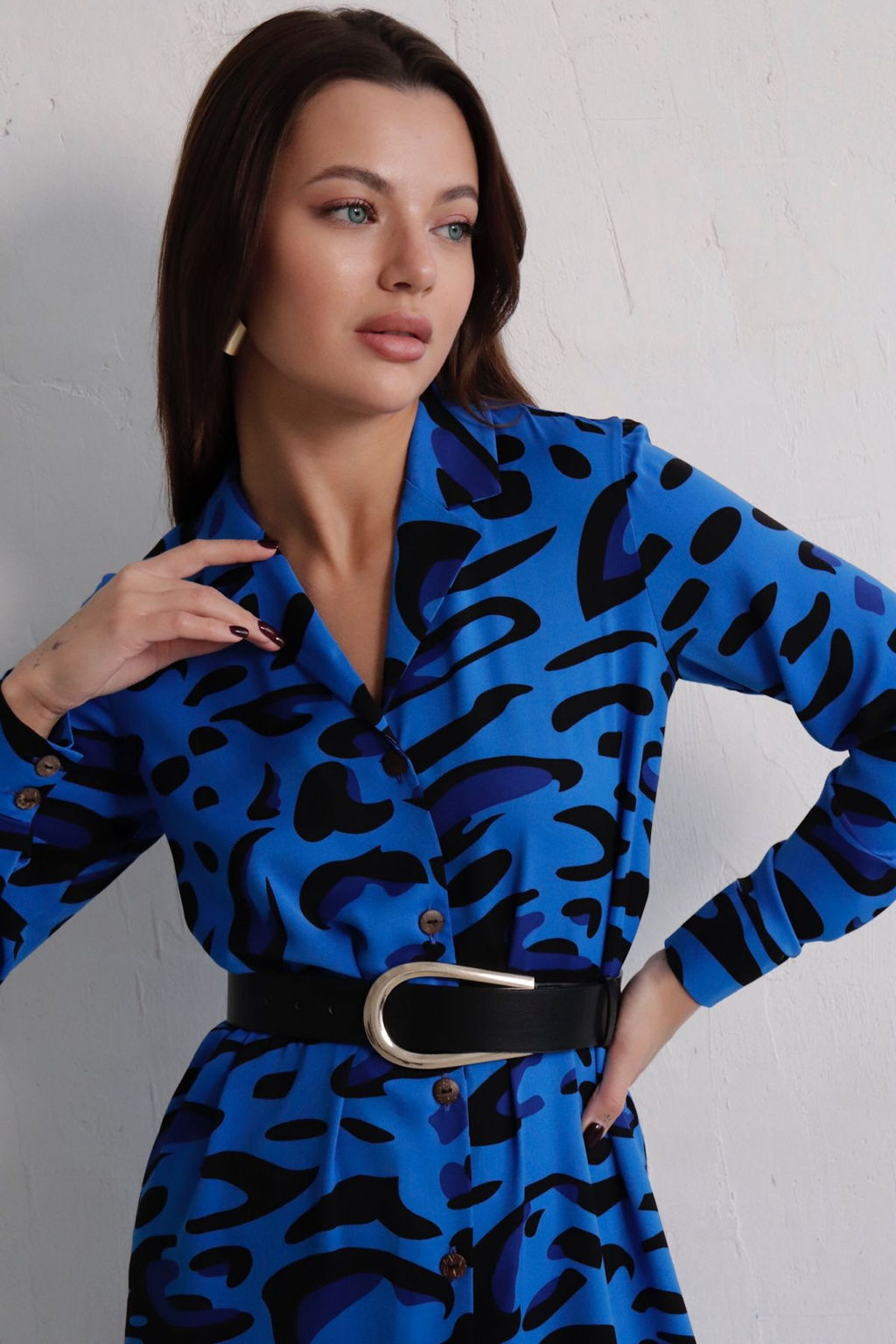 Платье-рубашка с английским воротником принт - Martichelli фото 358