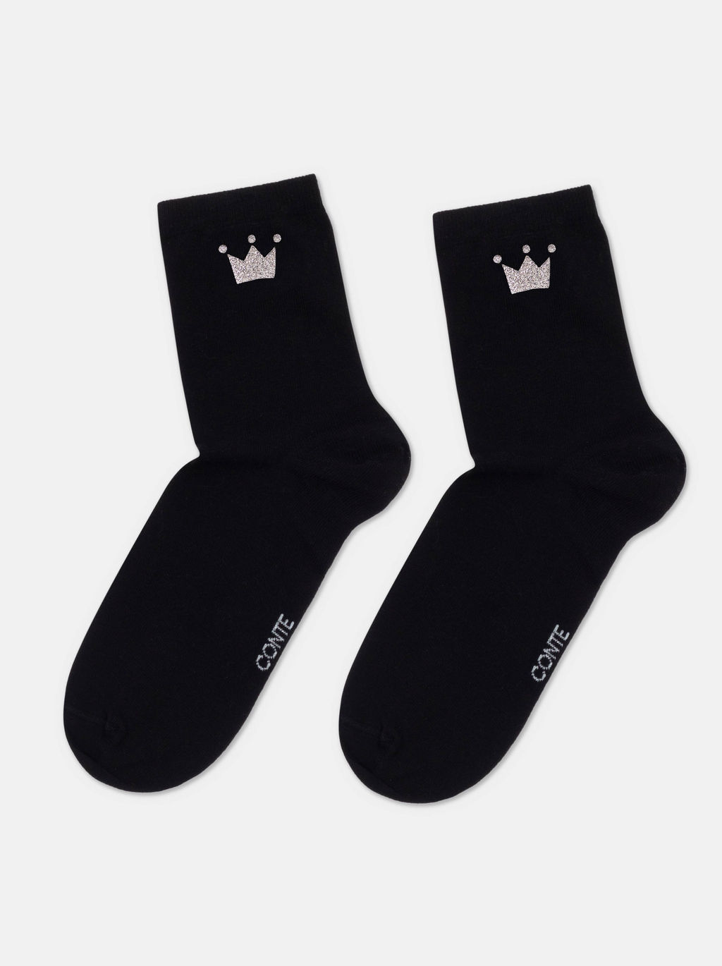 Цена за 2 пары. Носки Классические CONTE Носки из хлопка с сияющим рисунком Queen черный - Conte elegant фото 4