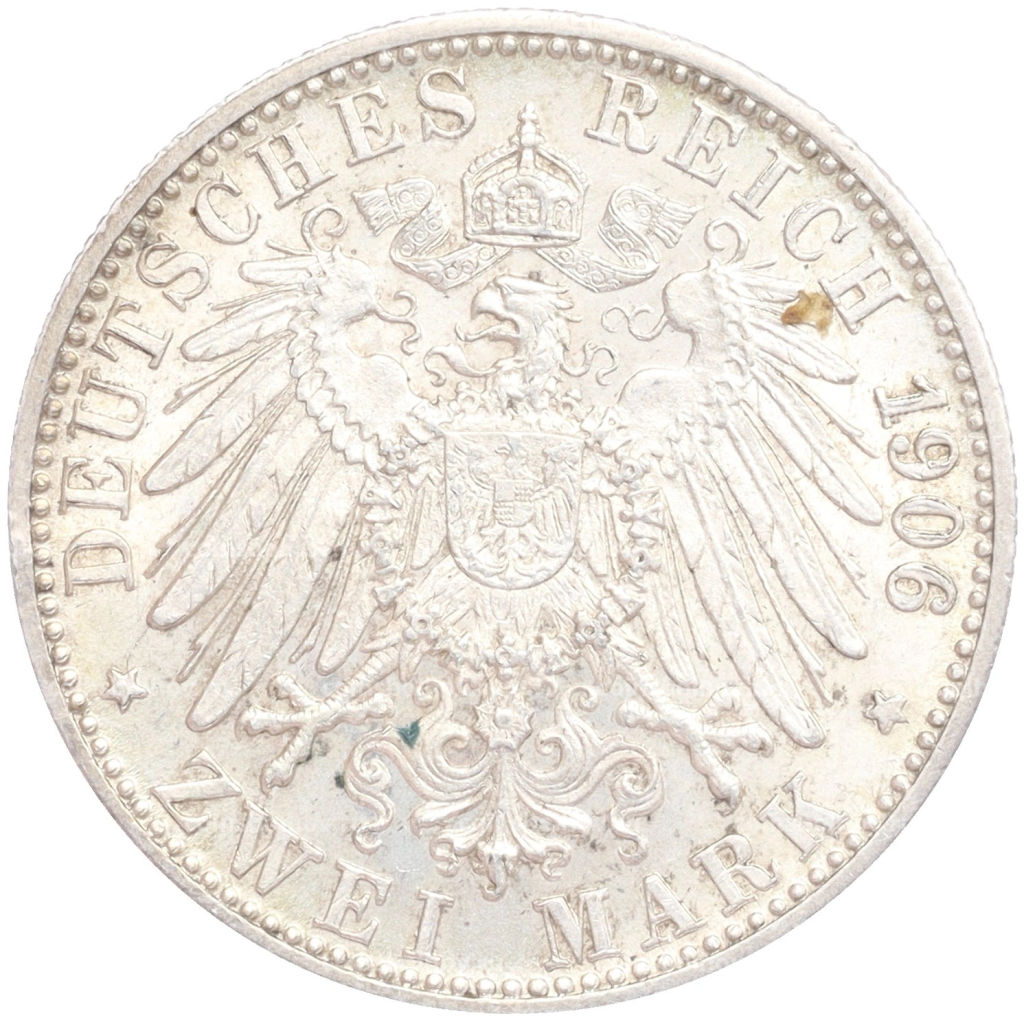 2 марки 1906 года F Германия (Вюртемберг)
