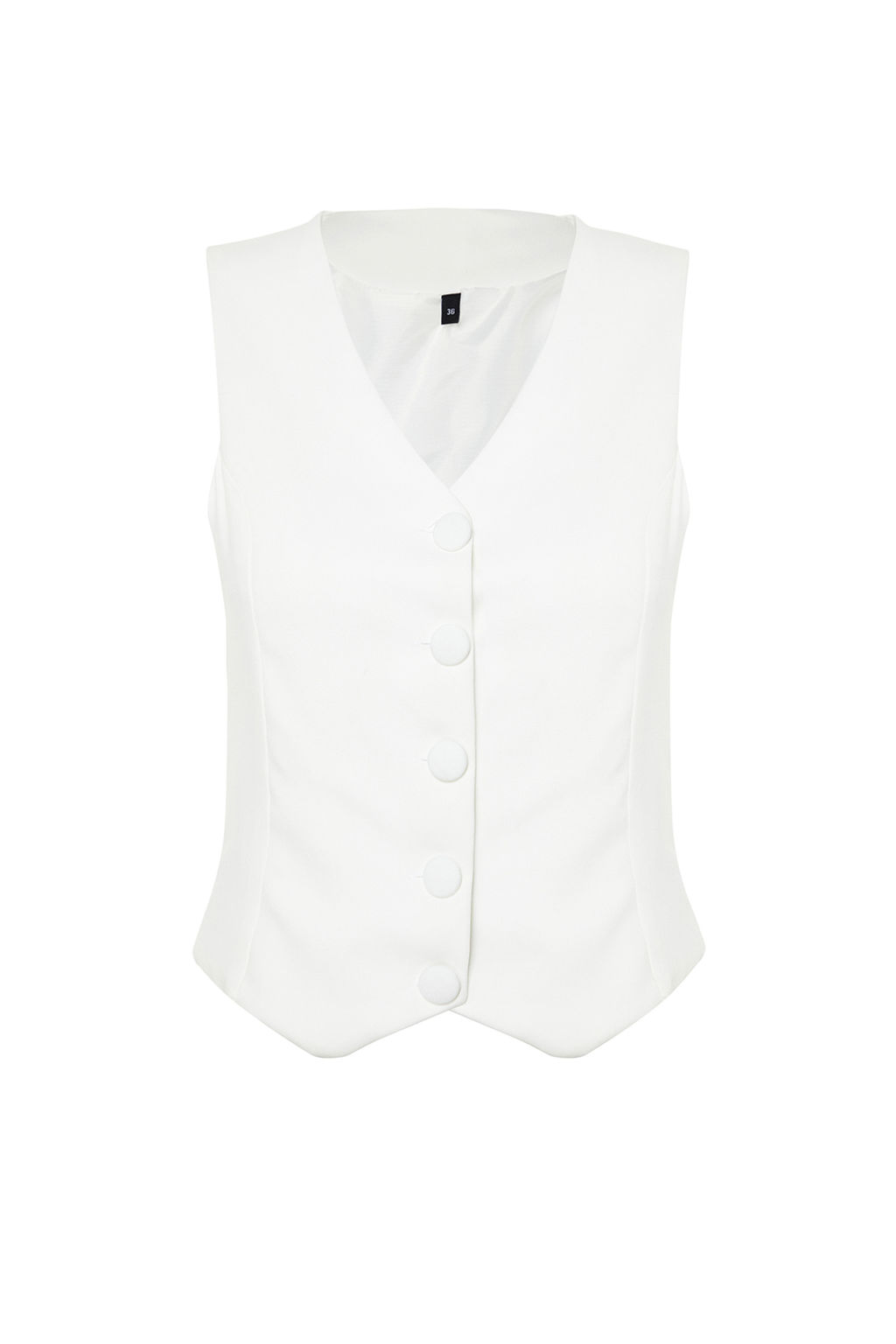 Beyaz Fitted Fitted Dugmeli Crop Dokuma Yelek TWOSS21YE0009