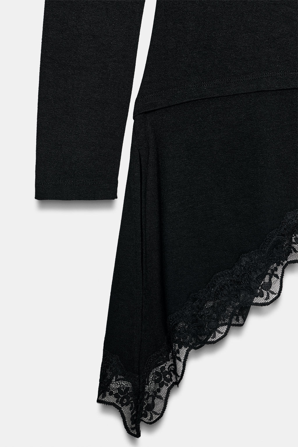 ASYMMETRIC HEM LACE T-SHIRT - Zara фото 9