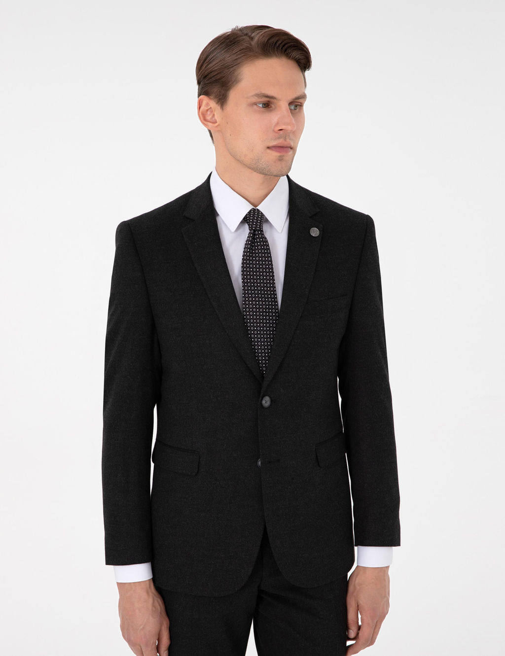 Antrasit Slim Fit Tak_m Elbise