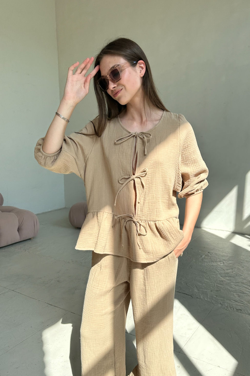 Костюм муслин SET070/02/Оливка