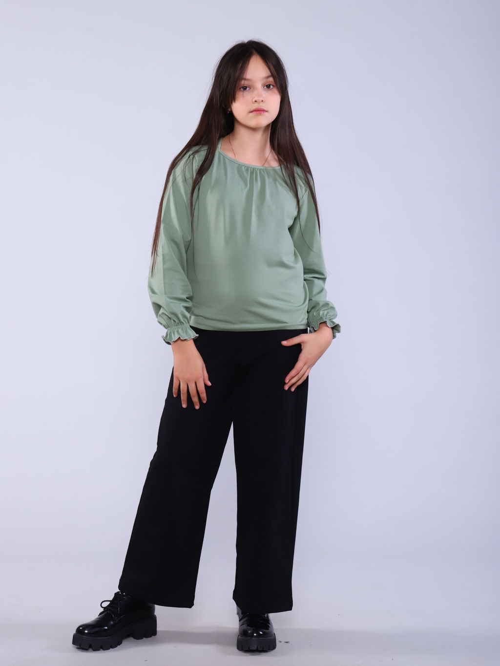 Лонгслив Анечка серо-голубой Ладошки  фото 24