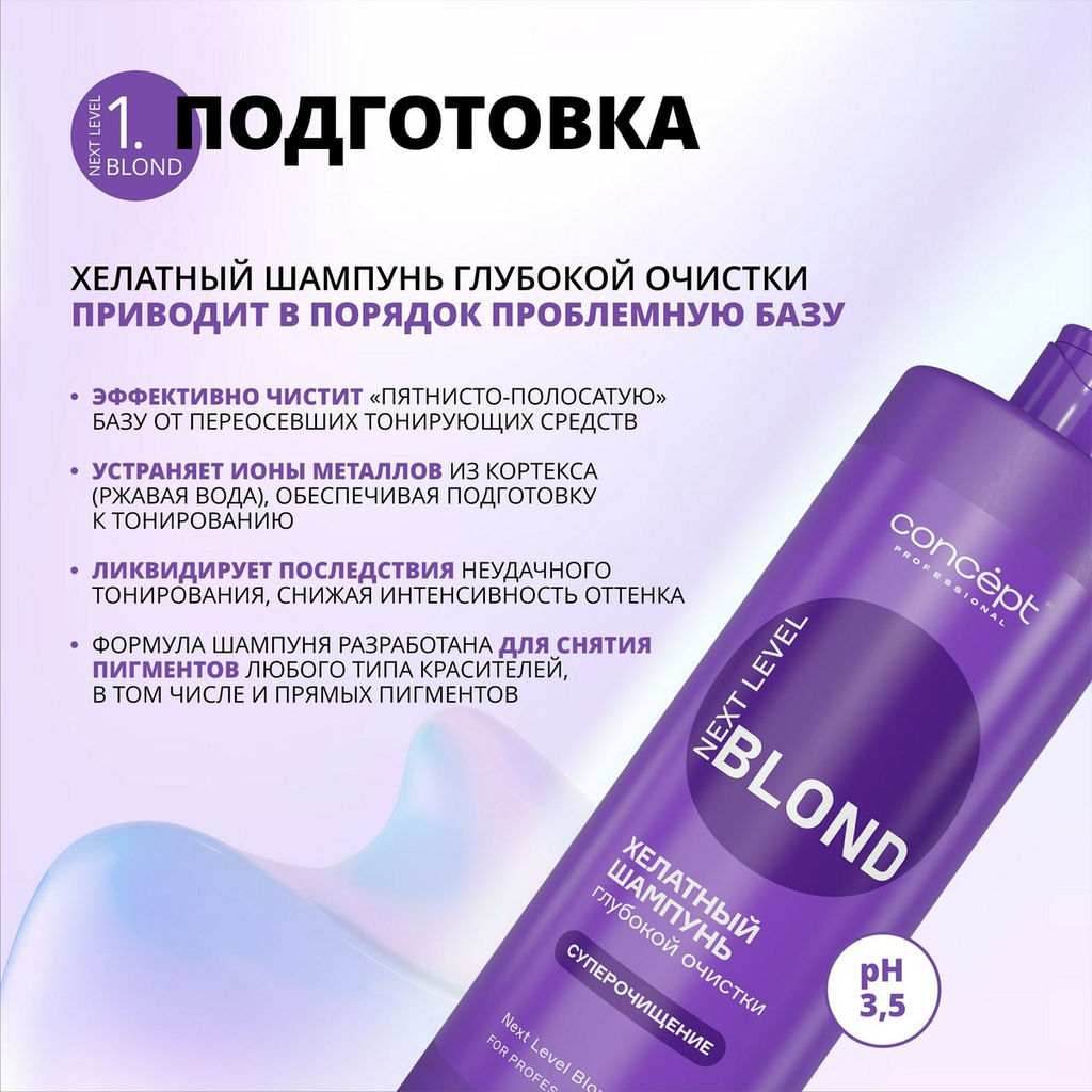 Шампунь хелатный глубокой очистки NEXT LEVEL BLOND, 1000 мл Сoncept - Concept фото 13
