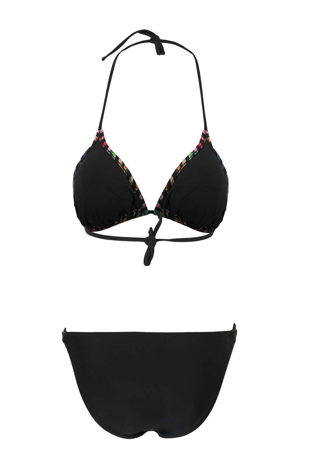 Siyah-Cok Renkli Duz Ucgen Hipster Normal Bel Kaps?z Bikini Tak?m? TBESS26BT00202 - Trendyolmilla фото 2