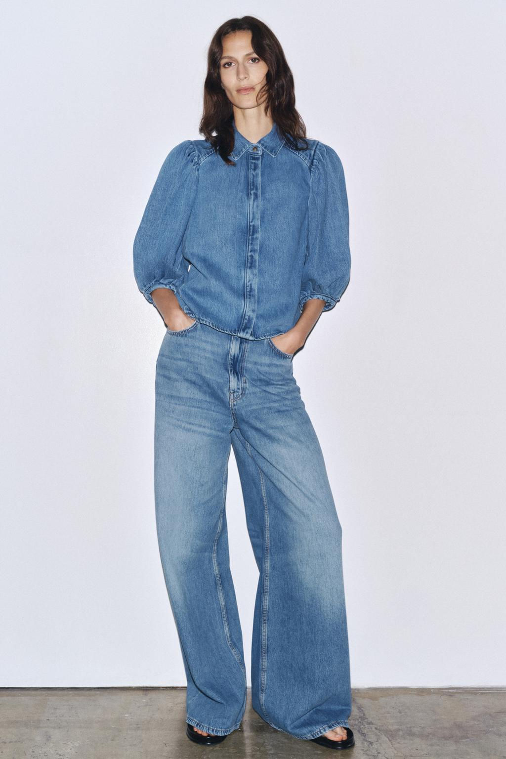 ZW COLLECTION HIGH-WAIST PALAZZO JEANS - Zara фото 13