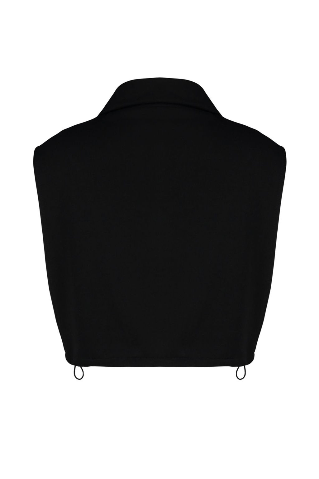 Siyah Relaxed/Rahat Kal?p Fermuarl? Dik Yaka Ay Kol Kal?n Yelek TWOSS24YE00011