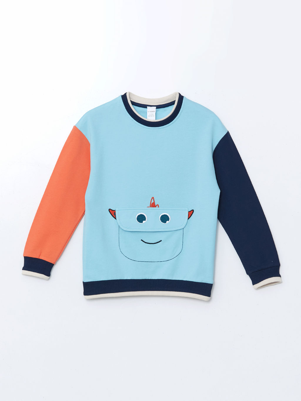 Bisiklet Yaka Bask?l? Erkek ?ocuk Sweatshirt