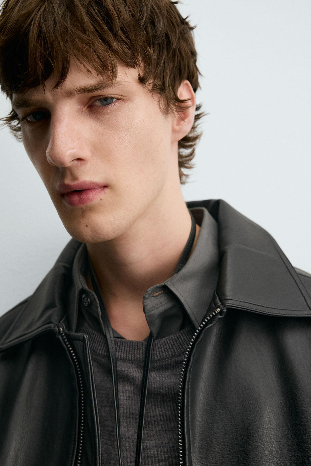 LEATHER EFFECT BOMBER JACKET