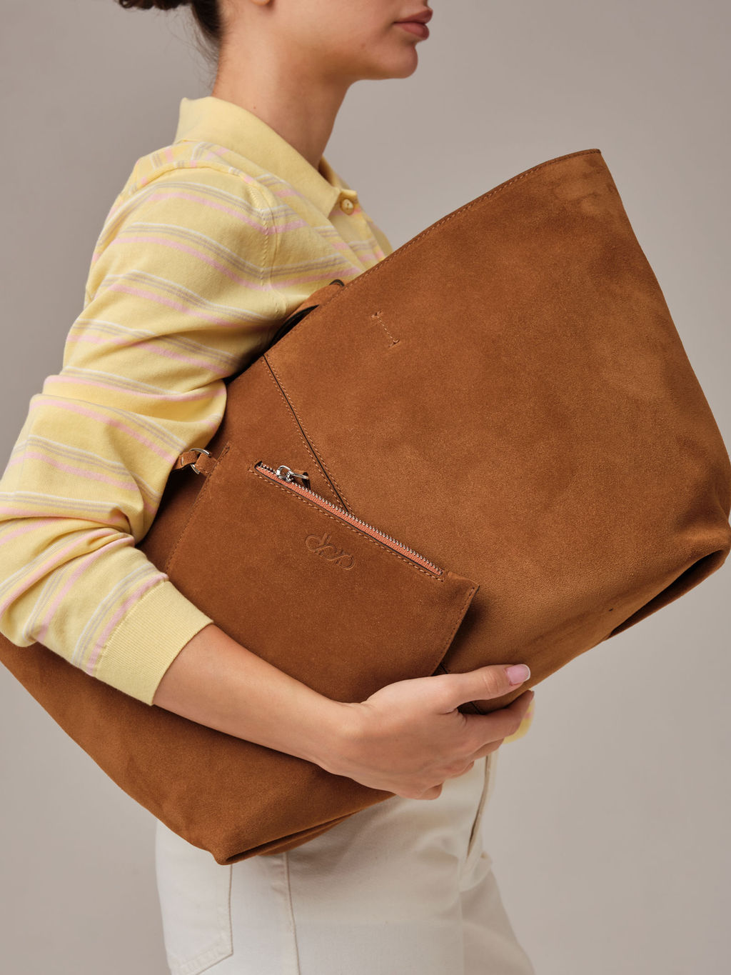 Замшевая сумка шоппер Texas DBR 31390 коричневый лист  фото 3