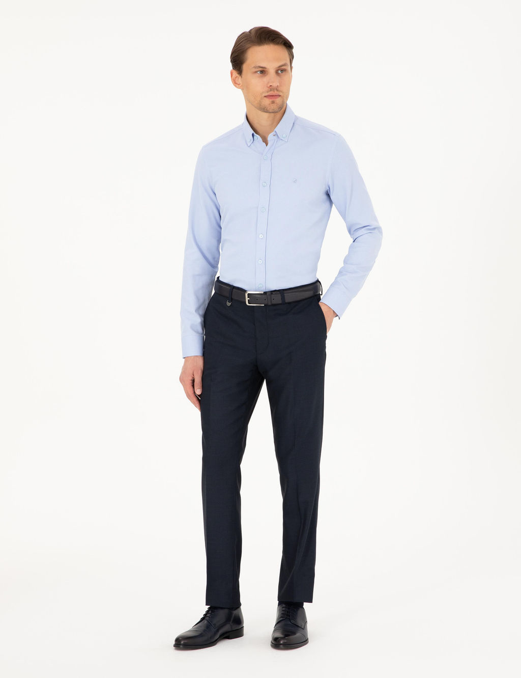 A__k Mavi Slim Fit Uzun Kollu G_mlek - Pierre cardin фото 4