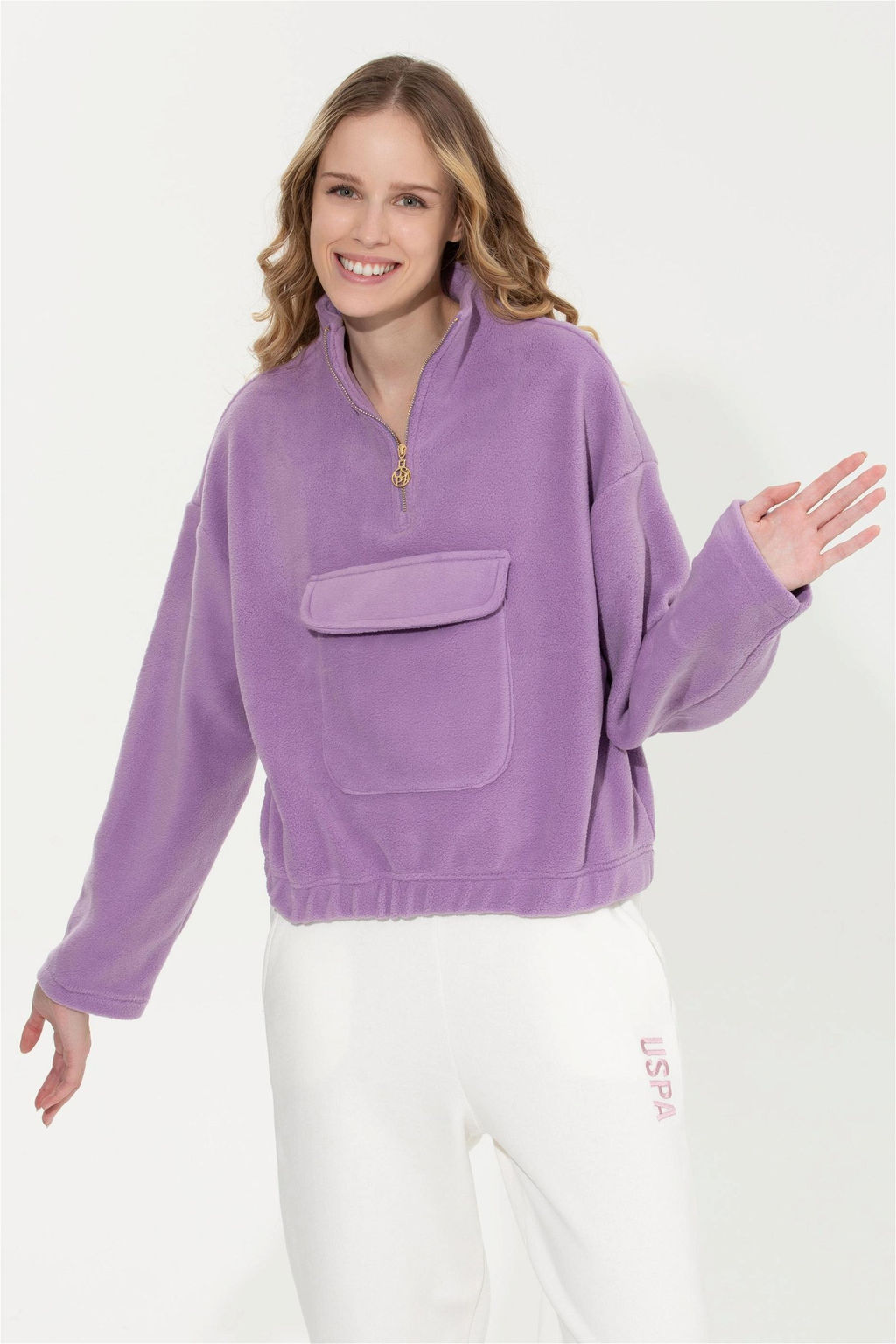 Женский сиреневый свитшот Неожиданная скидка в корзине - U.s. polo assn фото 2
