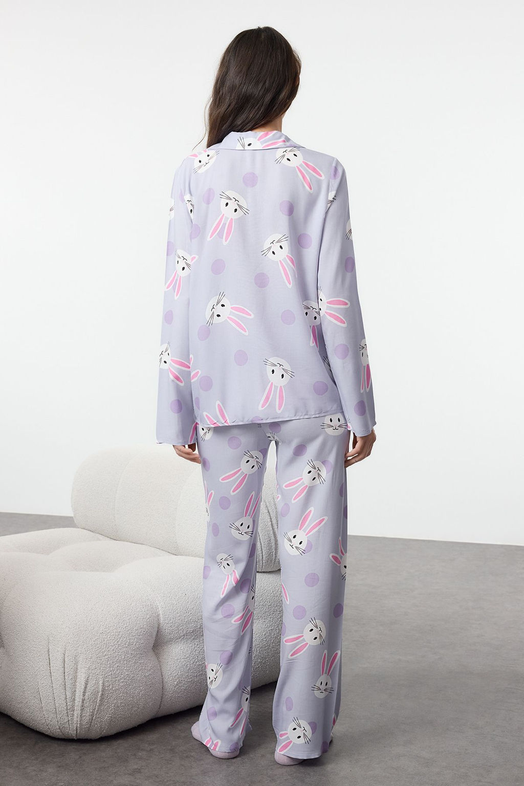 Trendyolmilla Cok Renkli Tavsan Desenli Viskon Dokuma Pijama Tak?m? THMAW21PT0048 фото 21