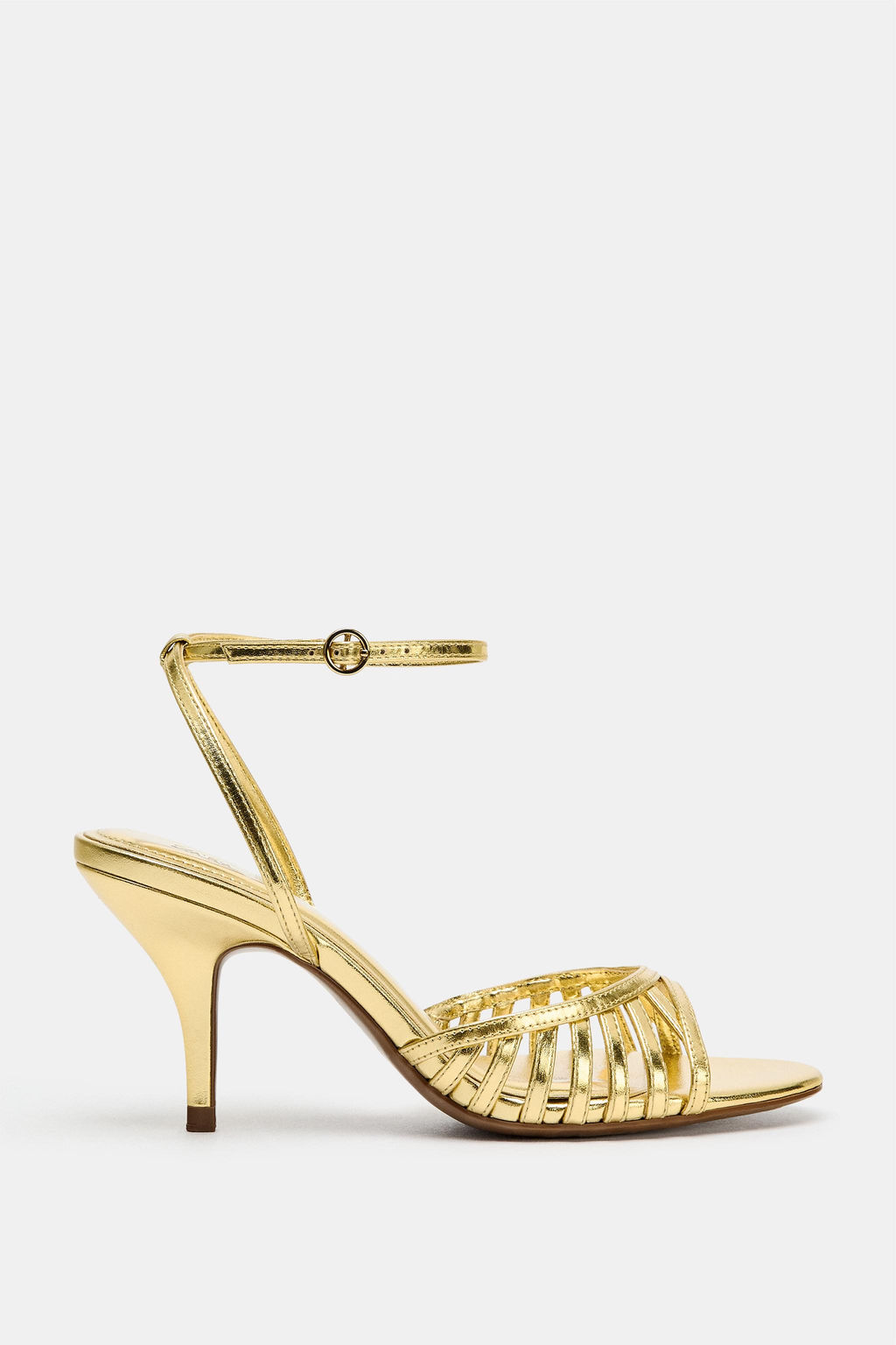 SANDALIA TIRAS EFECTO METALIZADO / Dorado - Zara фото 2