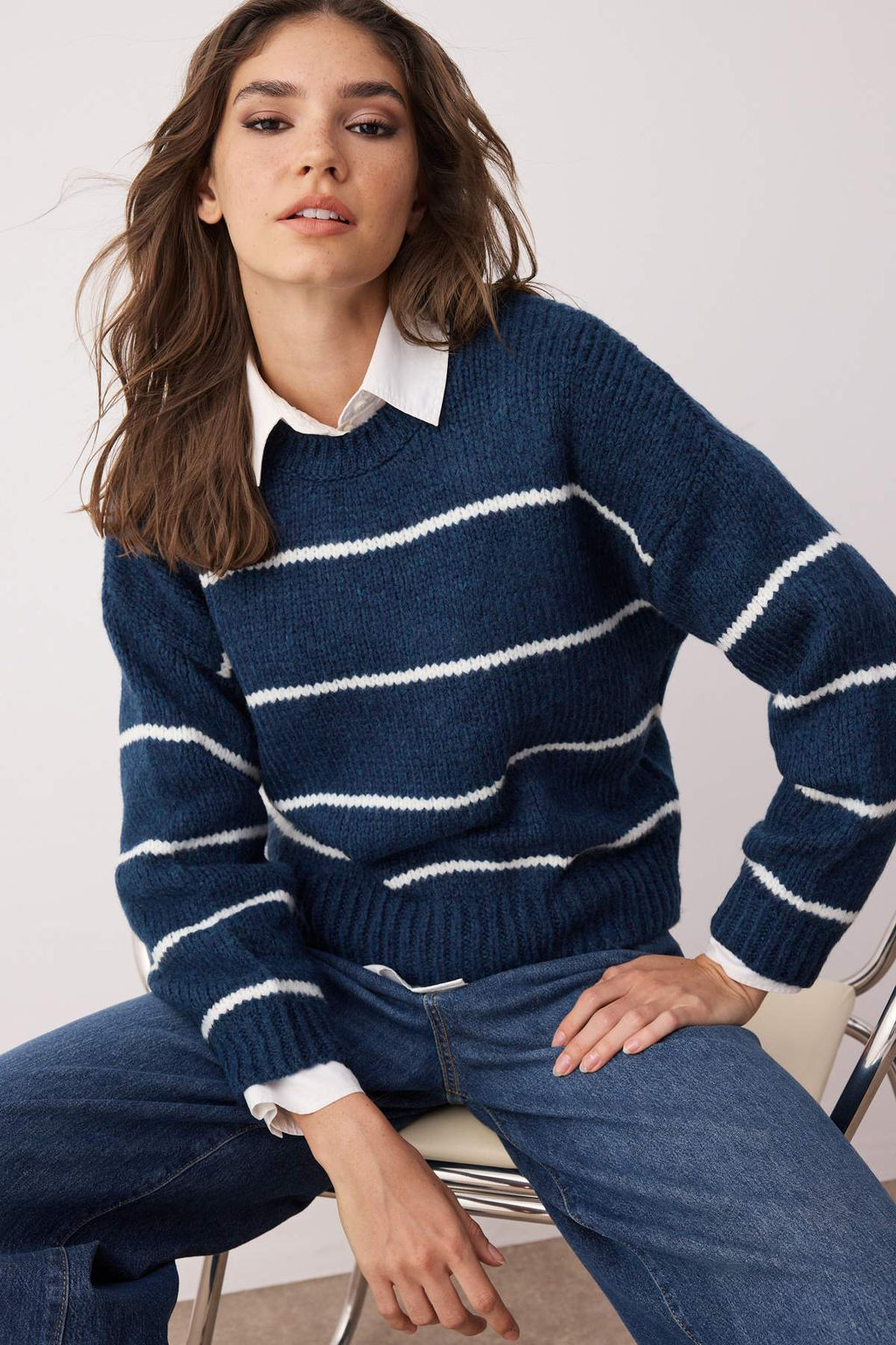 Ekru Genis Kal?p Yumusak Dokulu Basic Triko Kazak TWOAW23KZ00185 - Trendyolmilla фото 13