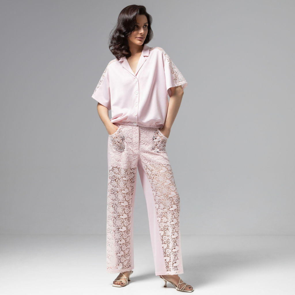 Рубашка комбинированная с кружевом, Стильное дежавю (розовый сон) - Charutti фото 4