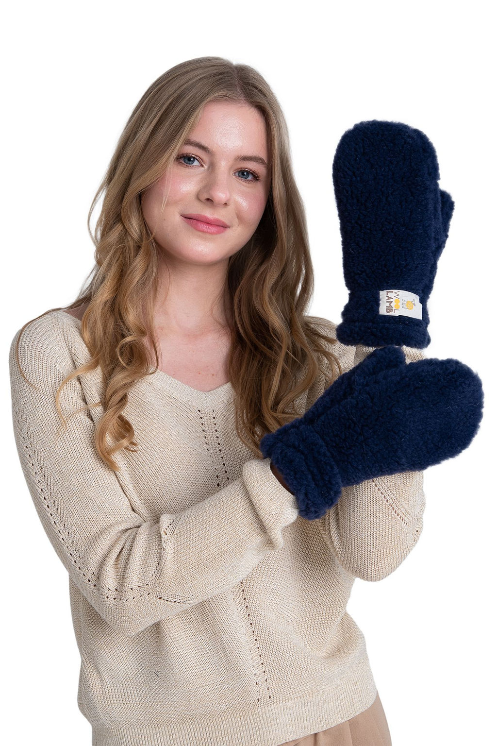 Варежки меховые на резинке ВАНИЛЬ - Woollamb фото 13
