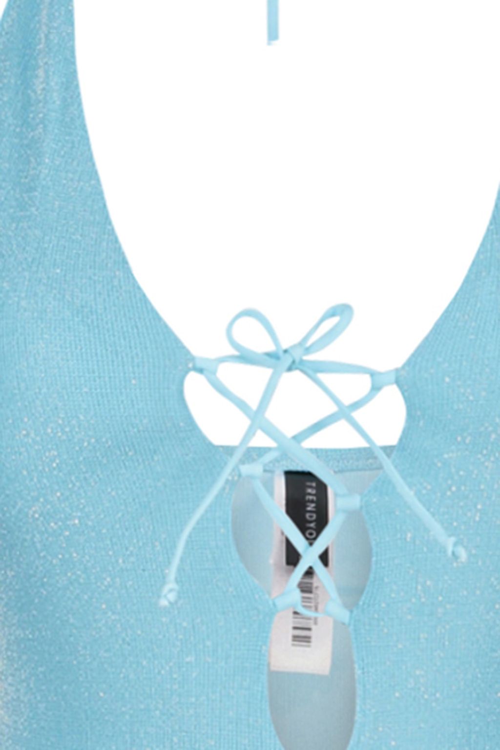 Mavi Derin Dekolteli Biyeli Simli Normal Paca Mayo TBESS23MA00324