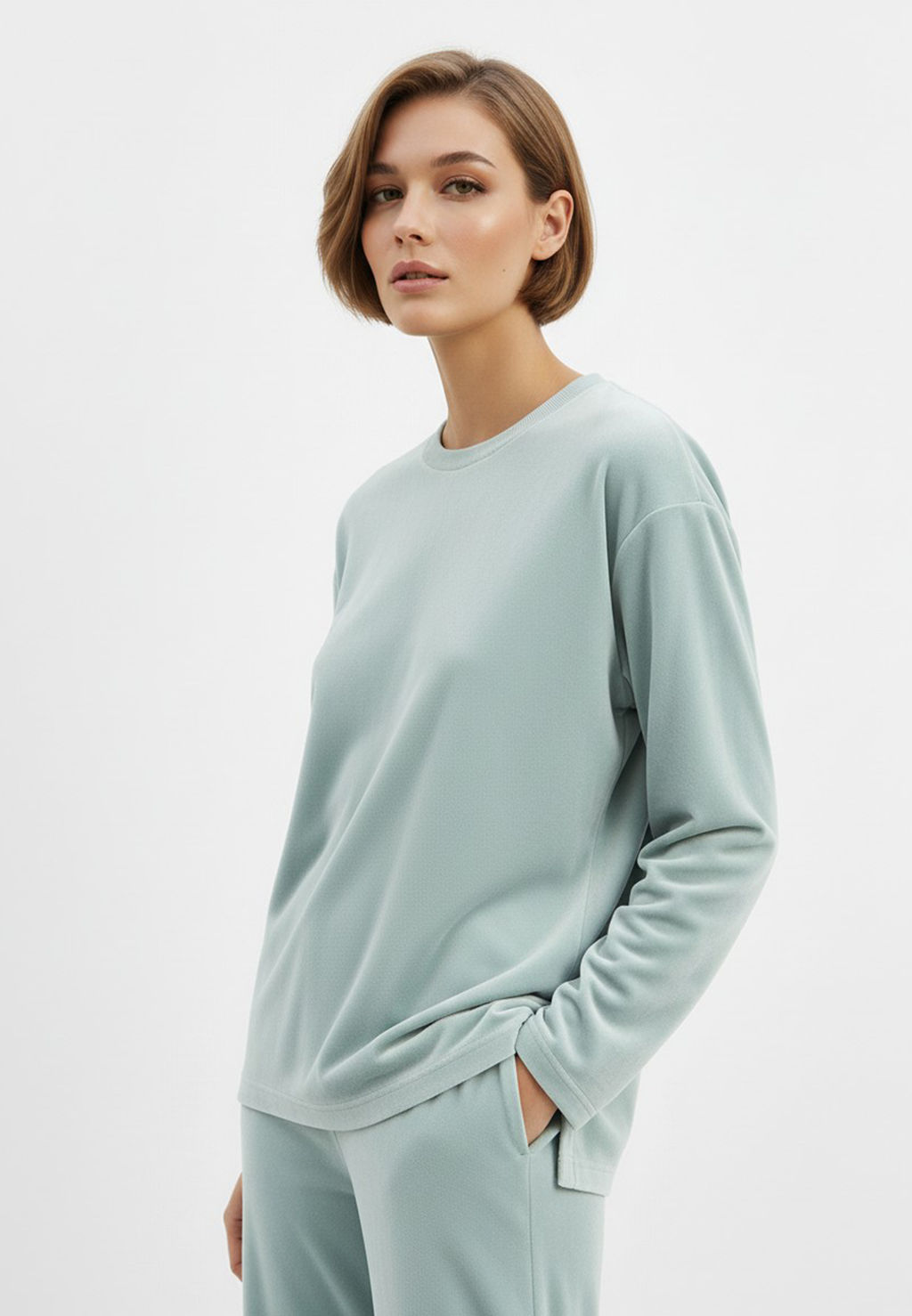 Костюм из велюра со съемным капюшоном и резинкой в комплекте OD-1009-2 зеленый