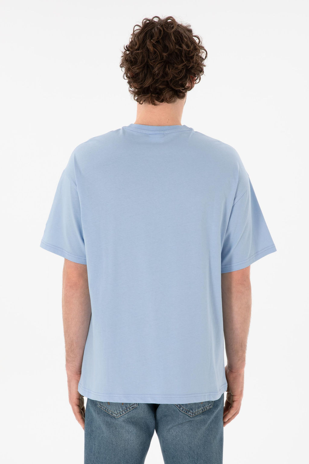 Erkek Oversize Fit Bisiklet Yaka A__k Mavi Ti__rt Sepette S_rpriz _ndirim - U.s. polo assn фото 6