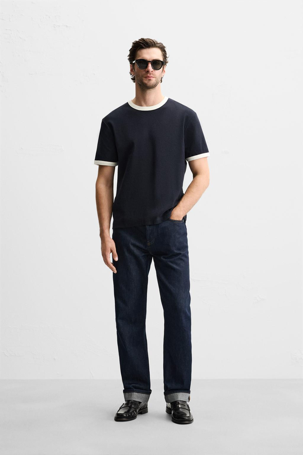 BASIC CONTRAST RIB T-SHIRT - Zara фото 3