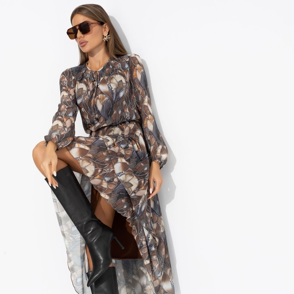 Платье нарядное на подкладе, Летящие мгновения (brown) - Charutti фото 14