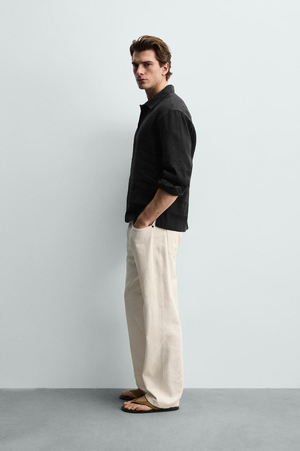 CAMISA POLO ALGOD?N - LINO / Carb?n - Zara фото 4