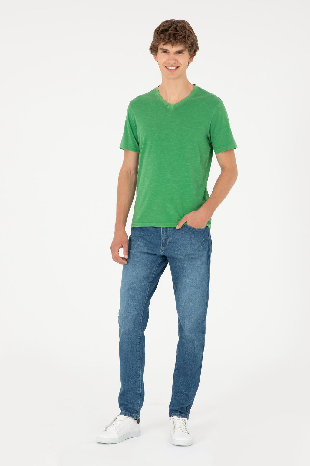 Мужская зеленая базовая футболка - U.s. polo assn фото 4