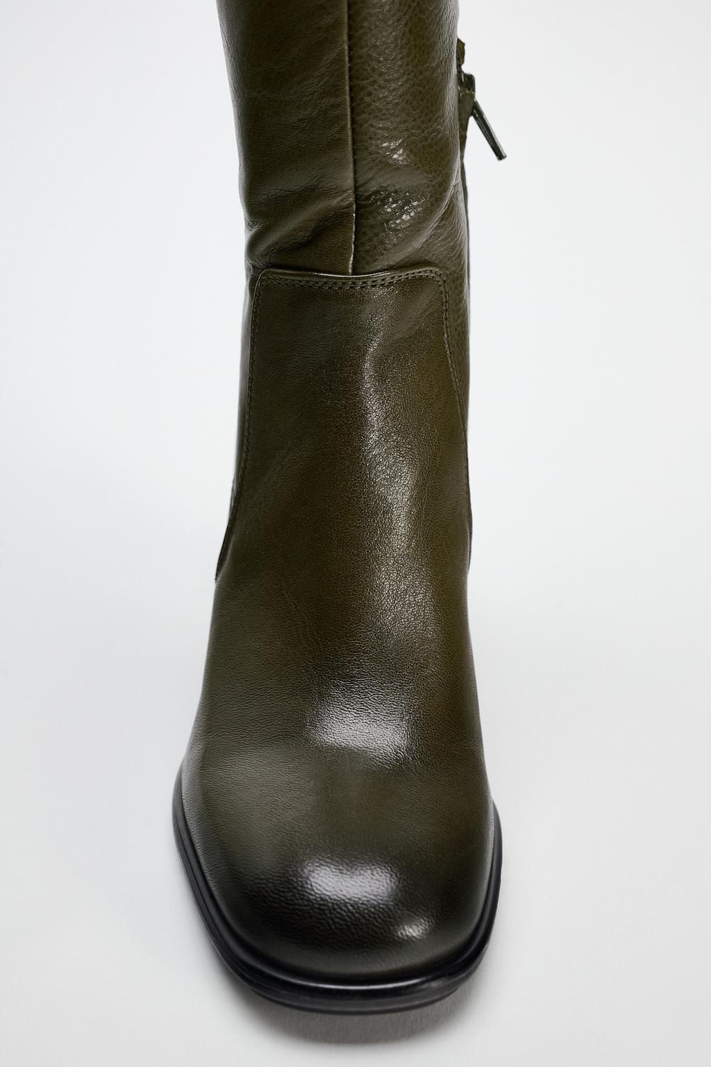 LEATHER HIGH-HEEL BOOTS - Zara фото 6