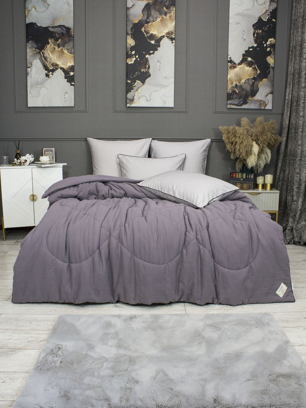 Muslin & Satin Solid color (графит сапфир) комплект