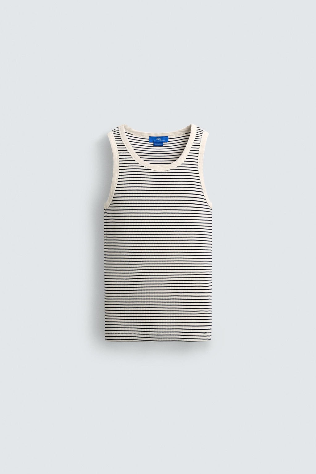 CAMISETA TANK JACQUARD RAYAS X AARON LEVINE / Crudo / Azul