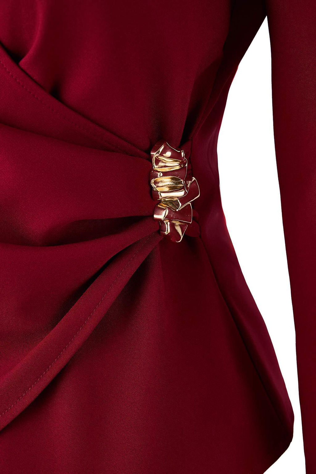 Bordo Kruvaze Toka Detayl? Dokuma Bluz TWOAW26BZ00142