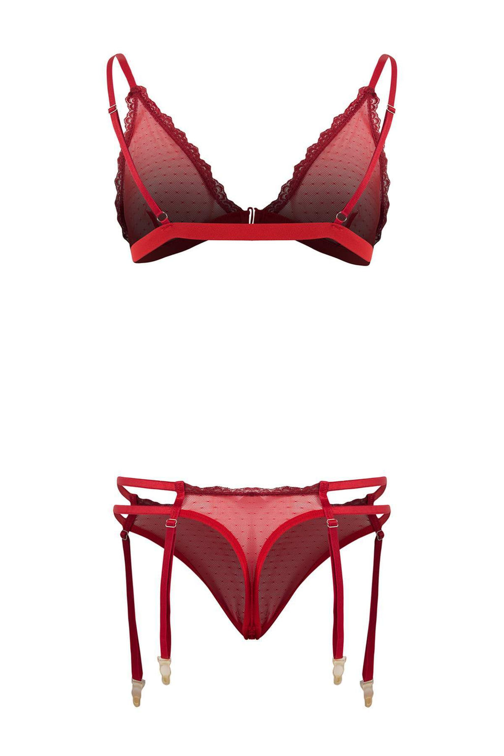 K?rm?z? Tul Puantiyeli Kaps?z Ic Camas?r? Tak?m? THMSS26CC00031