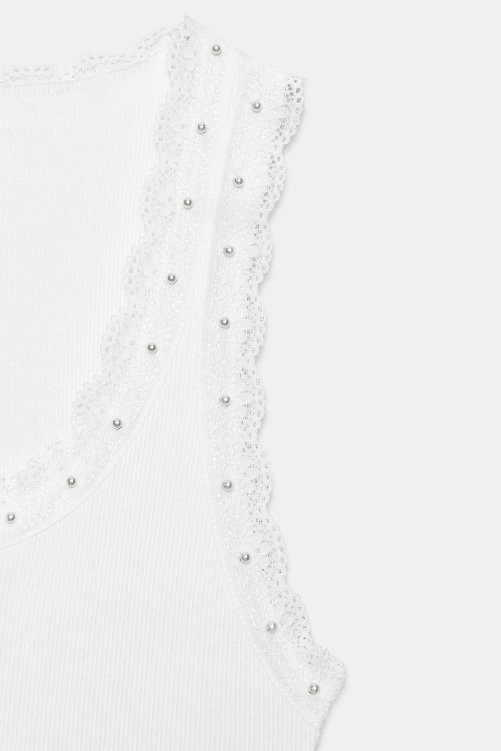TOP PERLAS ENCAJE / Blanco roto