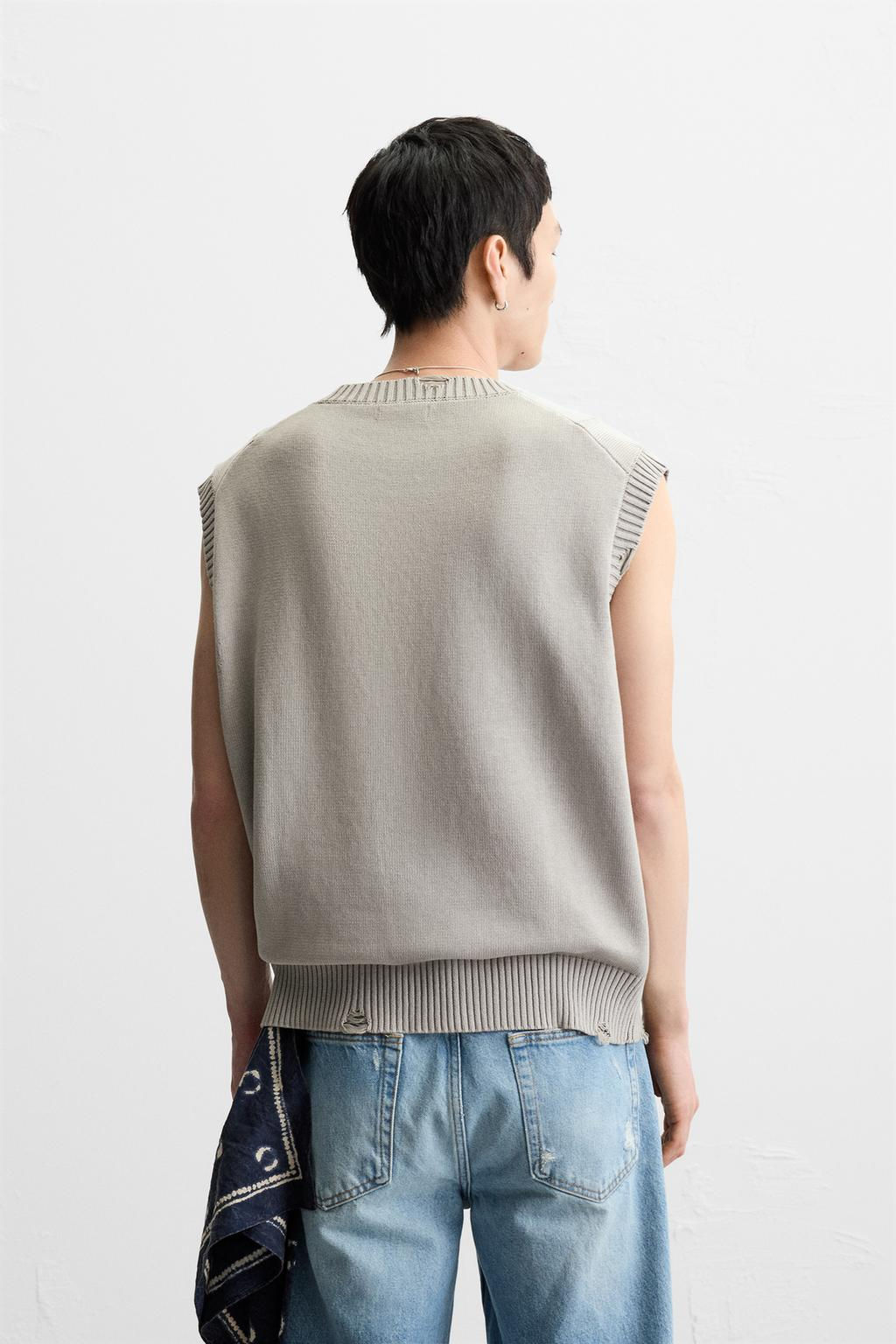 DISTRESSED KNIT WAISTCOAT - Zara фото 3