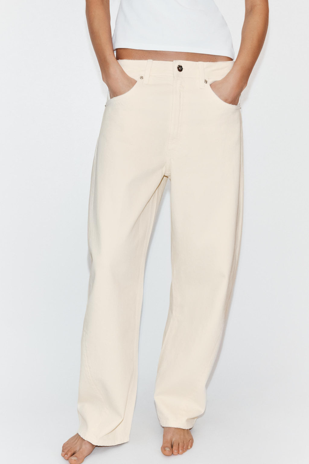 JEANS TRF BAGGY BALLOON TIRO MEDIO / Blanco roto - Zara фото 2