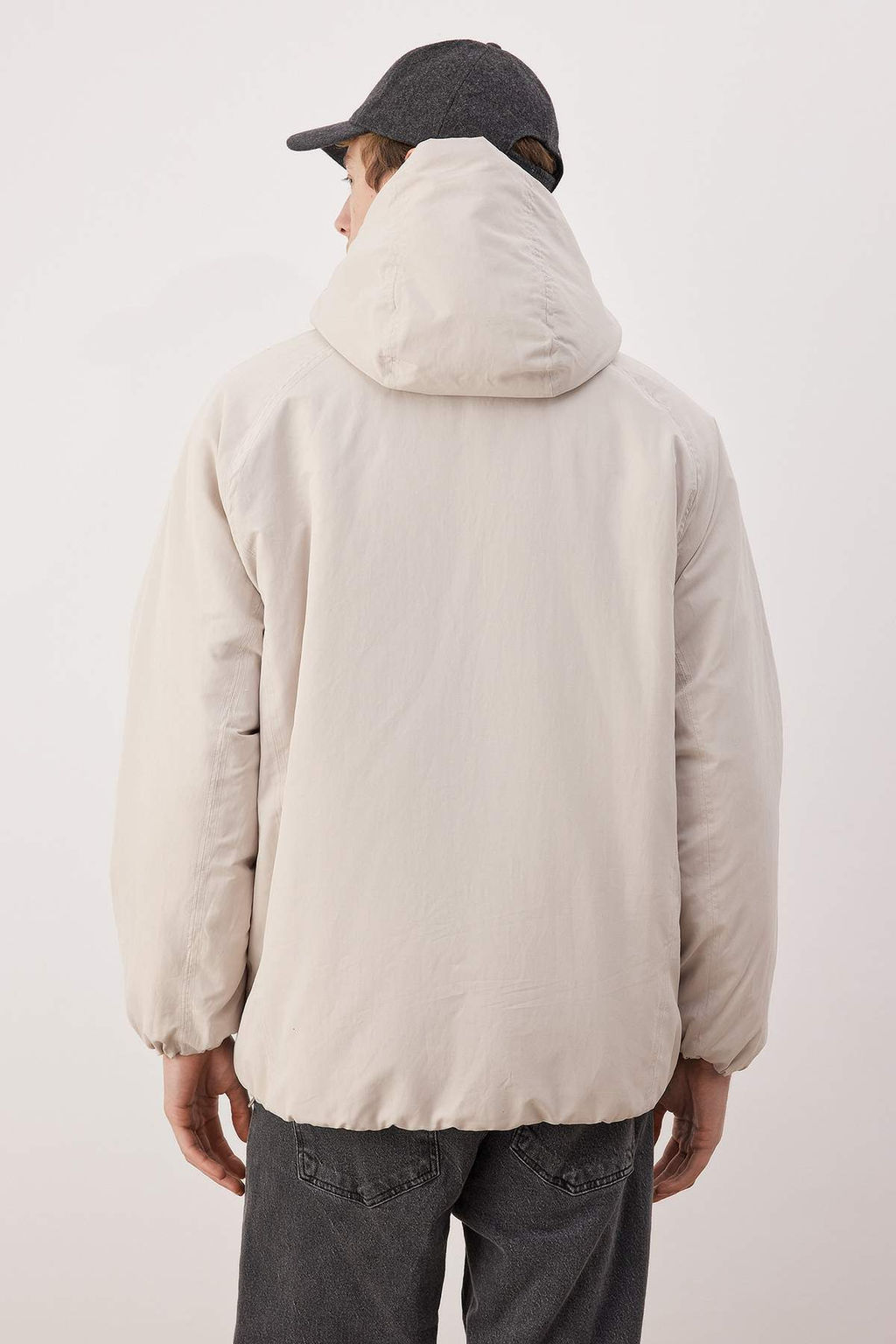 Ekru Oversize Fit Erkek K?sl?k Kapusonlu Mont TMNAW26MO00016 - Trendyolmilla фото 5