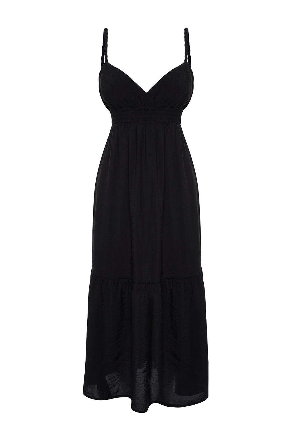 TRENDYOLMILLA Siyah Belden Ac?lan Ask?l? Midi Dokuma Elbise TWOSS24EL00340  фото 7