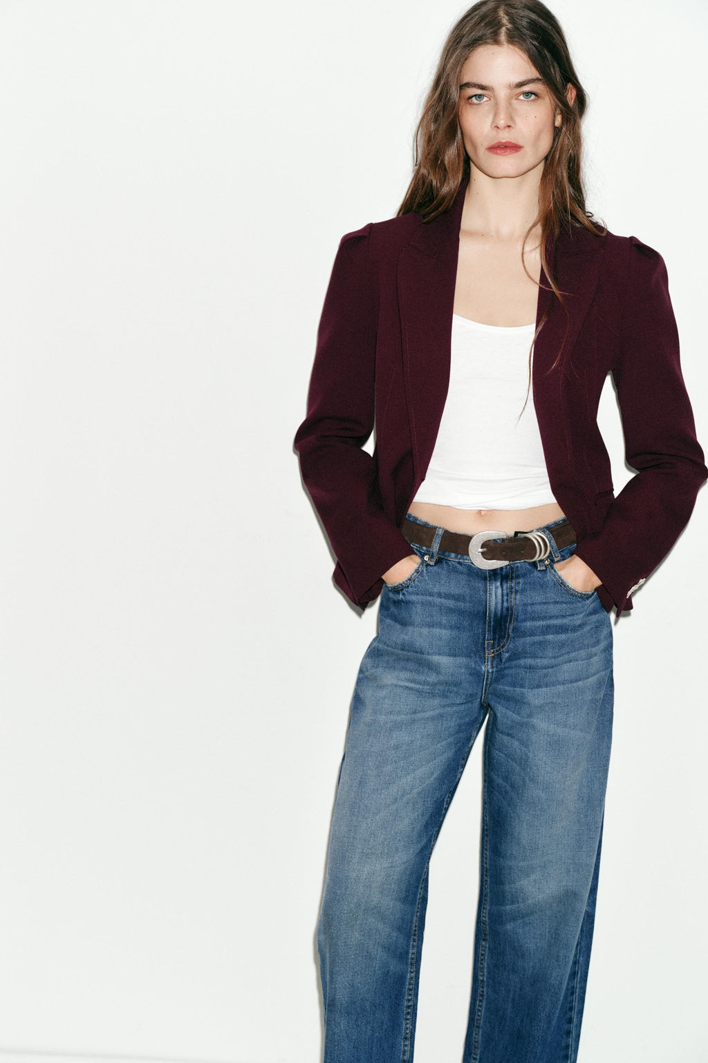 BLAZER ENTALLADA HOMBROS MARCADOS / Burgundy - Zara фото 3