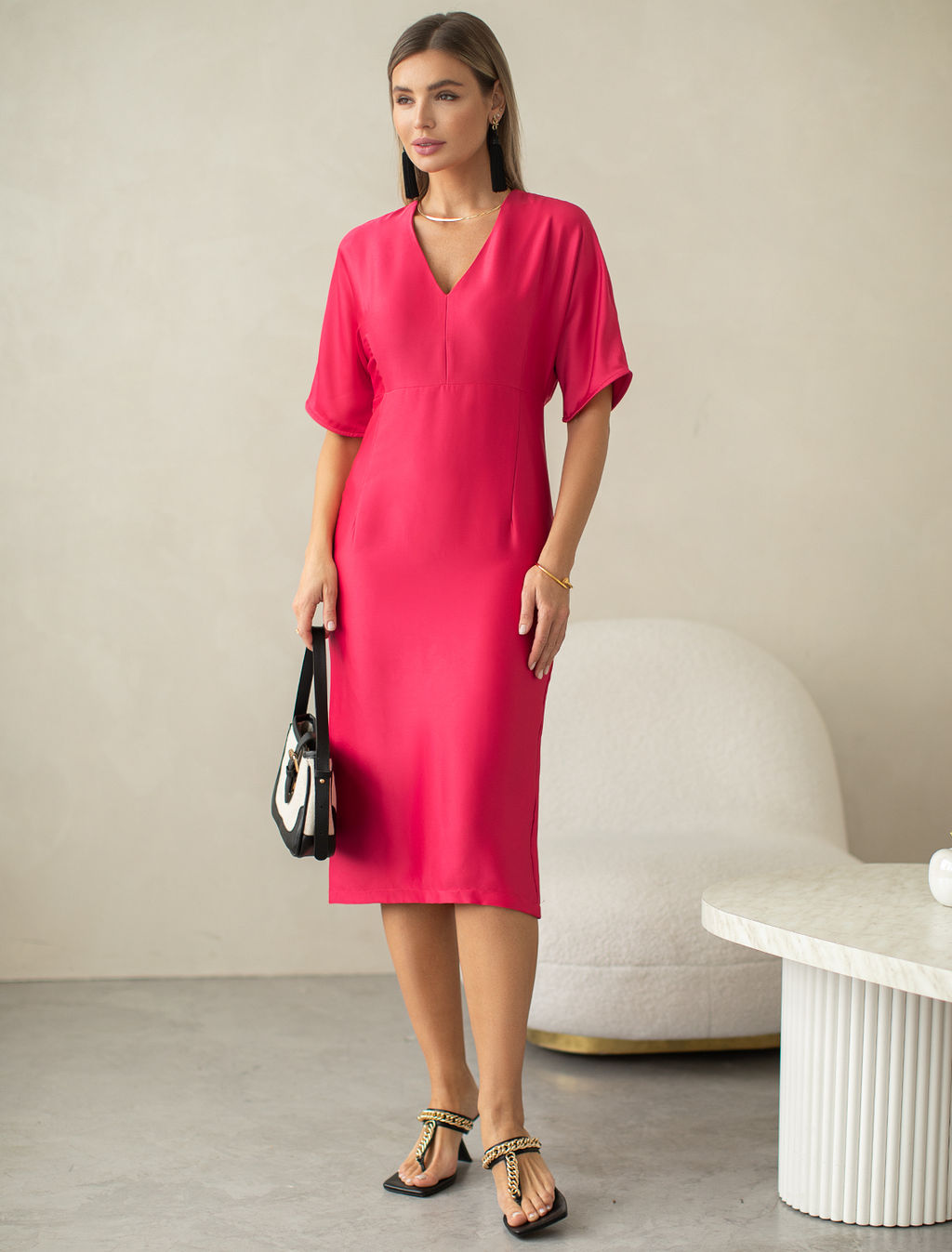 VILATTE / Платье из плотного полуматового сатина фото 3