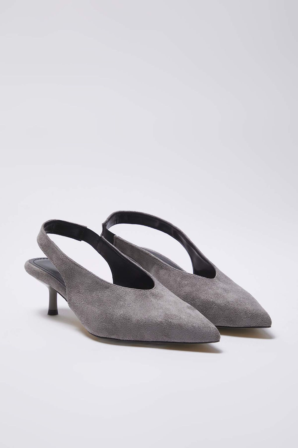 Gri Suet Sivri Burun Kad?n Kitten Topuklu Ayakkab? TAKAW26TO00012 - Trendyolmilla фото 4