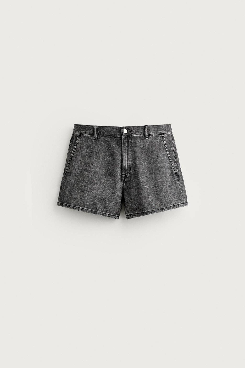 SHORTS DENIM LAVADO ACID / Gris antracita - Zara фото 8