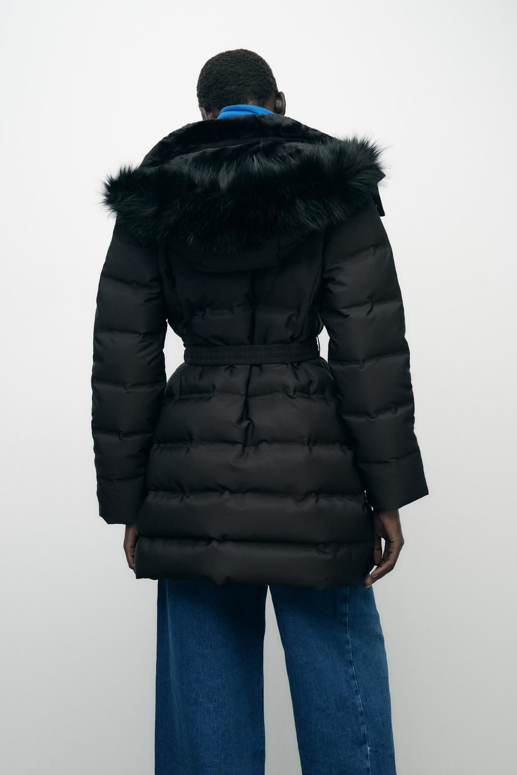 WATER AND WIND PROTECTION HOODED DOWN PUFFER JACKET WITH BELT - Zara фото 3