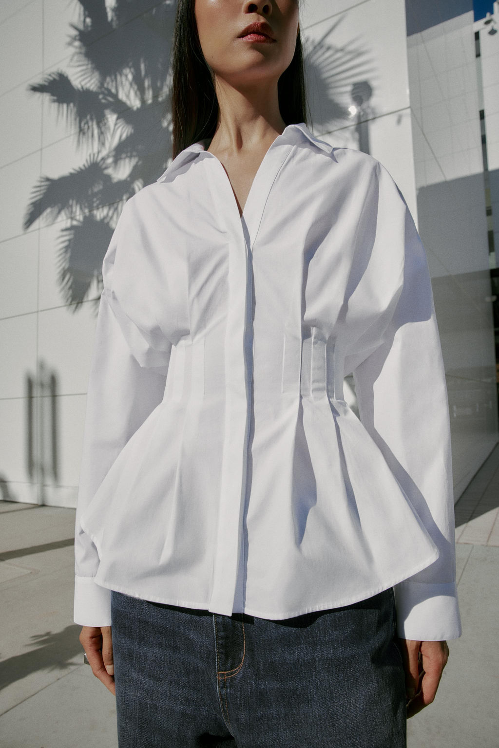 POPLIN SHIRT WITH PLEATS - Zara фото 3