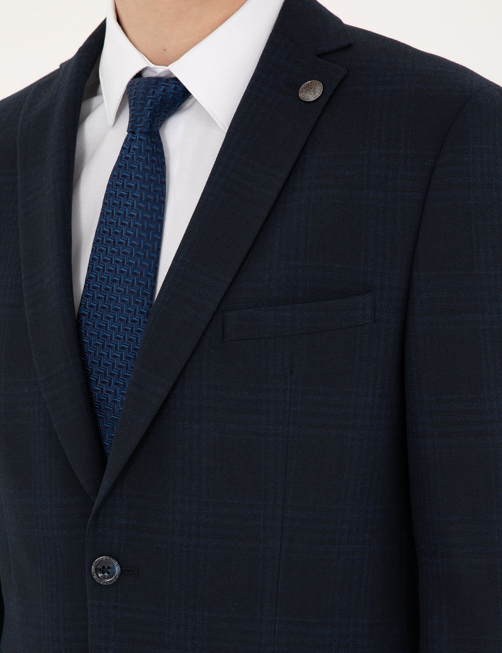 Lacivert Slim Fit Tak_m Elbise