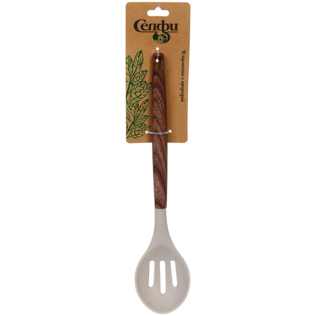 Цена за 2 шт. Ложка кухонная силиконовая с прорезями "АМАДЕО" 32см