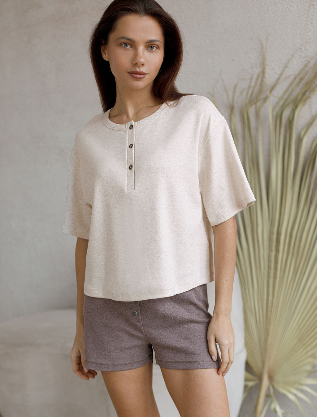 VILATTE / Футболка из фактурного трикотажа в рубчик  фото 12